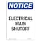 Signmission OSHA Notice, 5" Height, Electrical Main Shutoff Sign, 5" X 3.5", Portrait OS-NS-D-35-V-11663 - alternate 1